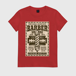 Футболка хлопковая женская Барбершоп, цвет: красный