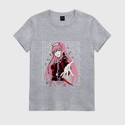 Футболка хлопковая женская Darling in the FranXX Милый из Франкса, цвет: меланж