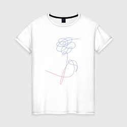 Футболка хлопковая женская BTS Flowers, цвет: белый
