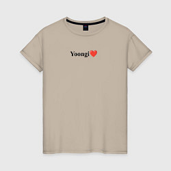 Футболка хлопковая женская BTS Yoongi, цвет: миндальный