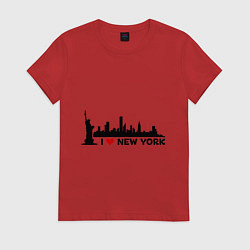 Футболка хлопковая женская I love New York, цвет: красный