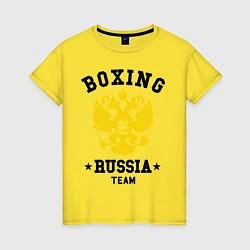 Футболка хлопковая женская Boxing Russia Team, цвет: желтый