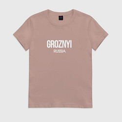 Футболка хлопковая женская Грозный город чечня groznyi, цвет: пыльно-розовый