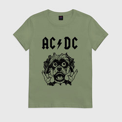 Футболка хлопковая женская AC DC - rock dog, цвет: авокадо
