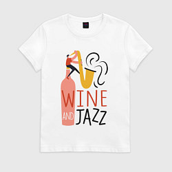 Футболка хлопковая женская Винишко и джаз, цвет: белый