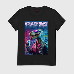 Футболка хлопковая женская Crazy rex - ai art fantasy, цвет: черный