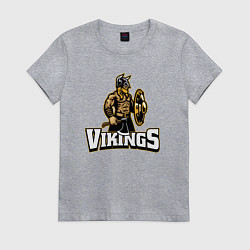 Футболка хлопковая женская Vikings team, цвет: меланж