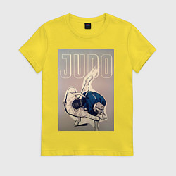 Футболка хлопковая женская Дзюдо бросок через бедро, цвет: желтый