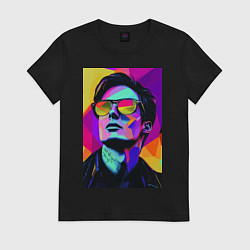 Футболка хлопковая женская Портрет Дурова pop art, цвет: черный