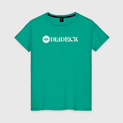 Футболка хлопковая женская Deadlock white logo, цвет: зеленый