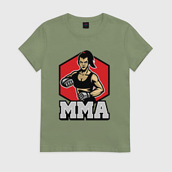Футболка хлопковая женская MMA girl, цвет: авокадо