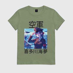 Футболка хлопковая женская Marin Kitagawa - air forces, цвет: авокадо
