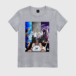 Футболка хлопковая женская Ван Пис Луффи Монки, цвет: меланж