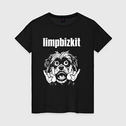 Футболка хлопковая женская Limp Bizkit rock dog, цвет: черный