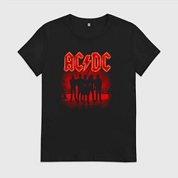 Футболка хлопковая женская AC DC Power Up, цвет: черный
