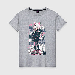 Футболка хлопковая женская Chiaki Nanami - Neko Danganronpa, цвет: меланж