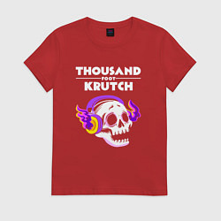 Футболка хлопковая женская Thousand Foot Krutch - неоновый череп, цвет: красный