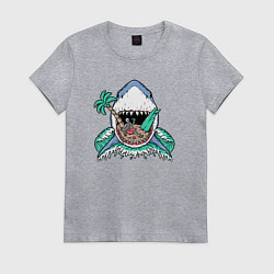 Футболка хлопковая женская Акула и сервер, цвет: меланж