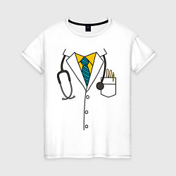 Футболка хлопковая женская Халат врача, цвет: белый