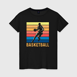 Футболка хлопковая женская Basketball lettering, цвет: черный