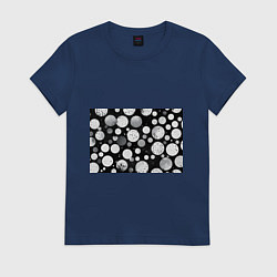 Футболка хлопковая женская Круги на темном фоне, цвет: тёмно-синий