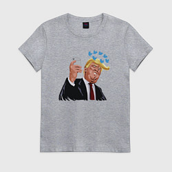Футболка хлопковая женская Твиттер Трампа, цвет: меланж