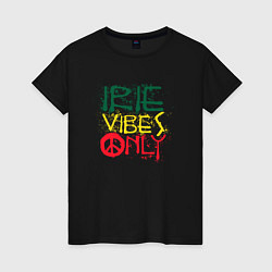 Футболка хлопковая женская Irie vibes only, цвет: черный