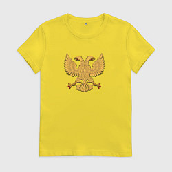 Футболка хлопковая женская Герб в виде орла, цвет: желтый