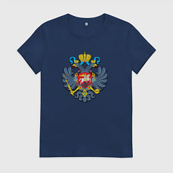 Футболка хлопковая женская Герб России орёл, цвет: тёмно-синий