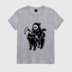 Футболка хлопковая женская Жнец и его кот, цвет: меланж