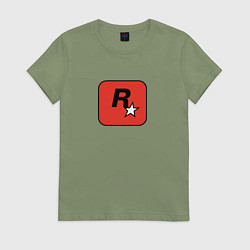 Футболка хлопковая женская Rockstar logo team, цвет: авокадо