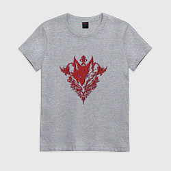 Футболка хлопковая женская Лис с узорами, цвет: меланж