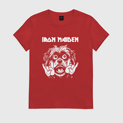 Футболка хлопковая женская Iron Maiden rock dog, цвет: красный