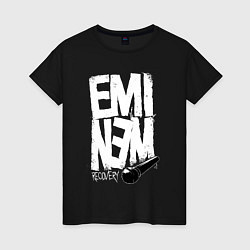 Футболка хлопковая женская Eminem - microphone, цвет: черный