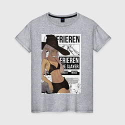 Футболка хлопковая женская Frieren She Slayer, цвет: меланж