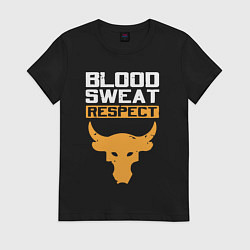 Футболка хлопковая женская Blood sweet respect logo, цвет: черный