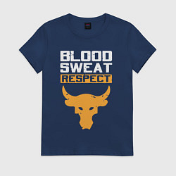 Футболка хлопковая женская Blood sweet respect logo, цвет: тёмно-синий