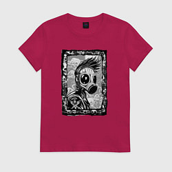 Футболка хлопковая женская Gasmask punk society, цвет: маджента