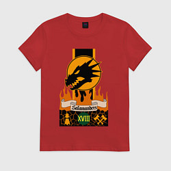 Футболка хлопковая женская Salamanders Warhammer 40k, цвет: красный
