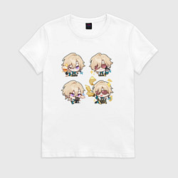 Футболка хлопковая женская Авантюрин стикеры, цвет: белый