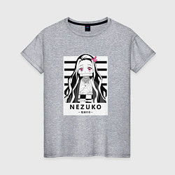 Футболка хлопковая женская Nezuko girl hunter one, цвет: меланж