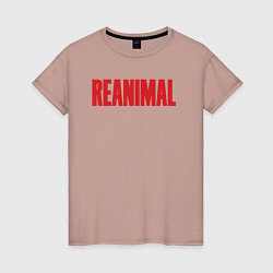 Футболка хлопковая женская Reanimal logo, цвет: пыльно-розовый