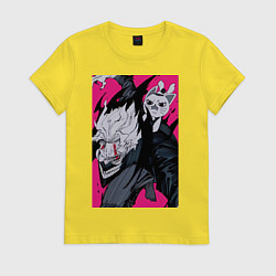 Футболка хлопковая женская Дандадан Кэн Такакура, цвет: желтый