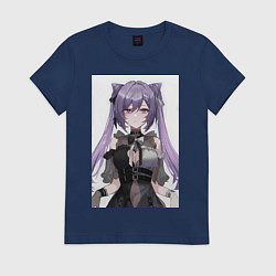 Футболка хлопковая женская Genshin Impact Кэцин, цвет: тёмно-синий