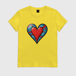 Футболка хлопковая женская Сердечко любовь, цвет: желтый