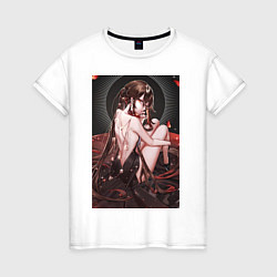 Футболка хлопковая женская Геншин Ху Тао, цвет: белый