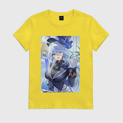 Футболка хлопковая женская Геншин Фурина, цвет: желтый