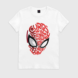 Футболка хлопковая женская Spider-Man text, цвет: белый