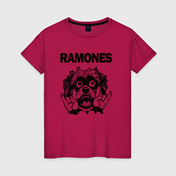 Футболка хлопковая женская Ramones - rock dog, цвет: маджента