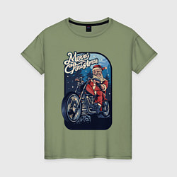 Футболка хлопковая женская Santa Biker, цвет: авокадо